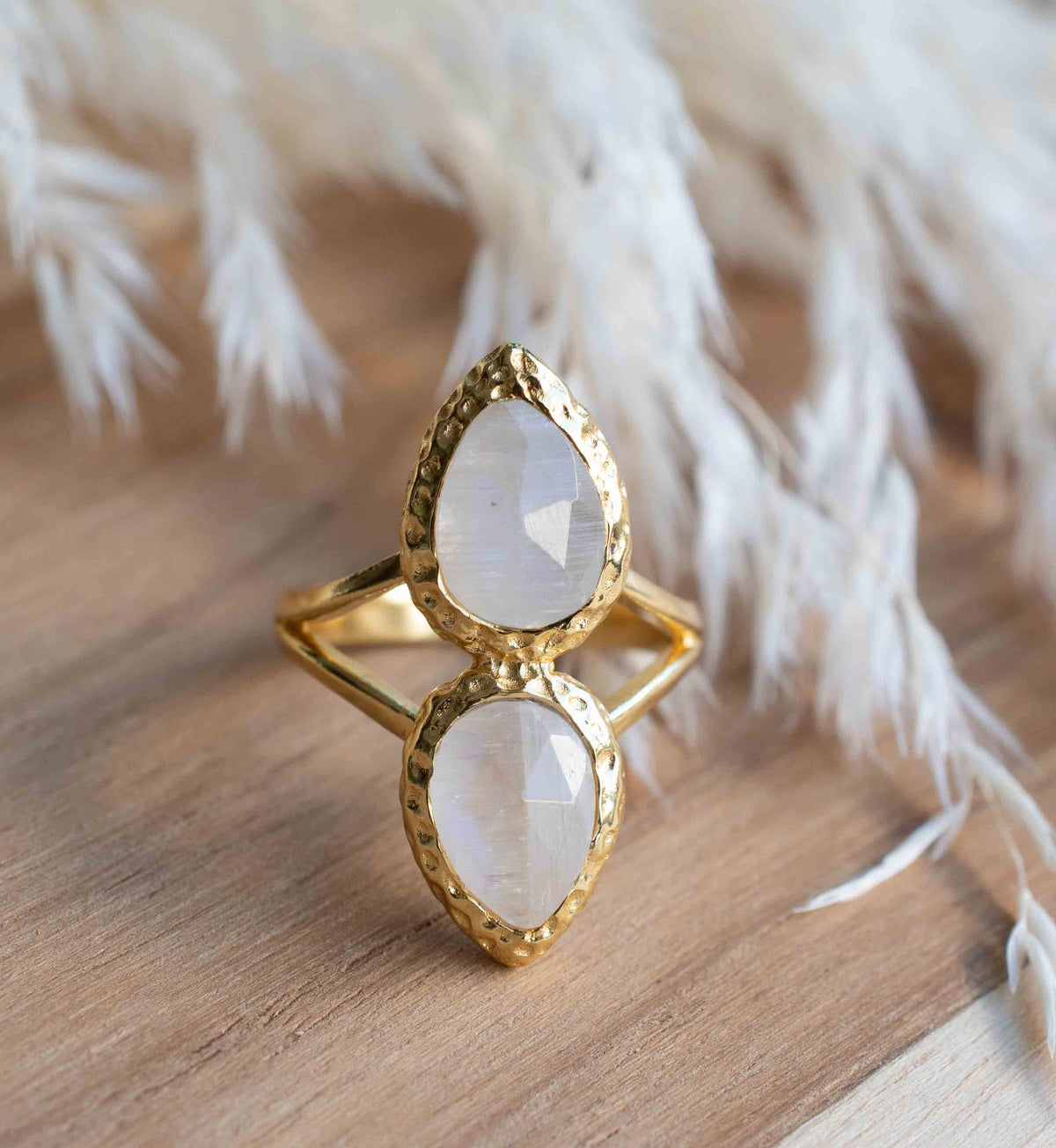Moonstone Gold Plated Ring * Statement Ring * Gemstone Ring * Rainbow Moonstone * Gold Ring * BJR307