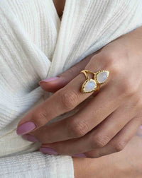 Moonstone Gold Plated Ring * Statement Ring * Gemstone Ring * Rainbow Moonstone * Gold Ring * BJR307
