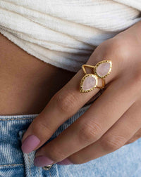 Rose Quartz Ring * 18k Gold Plated Ring * Statement Ring * Gemstone Ring * Pink * Bridal Ring * Wedding Ring *Organic Ring * Natural *BJR306