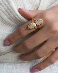Rose Quartz Ring * 18k Gold Plated Ring * Statement Ring * Gemstone Ring * Pink * Bridal Ring * Wedding Ring *Organic Ring * Natural *BJR306
