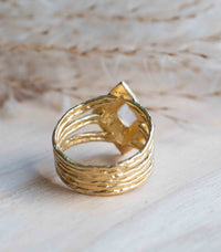 Moonstone Gold Plated Ring * Statement Ring * Gemstone Ring * Rainbow Moonstone * Gold Ring * BJR303