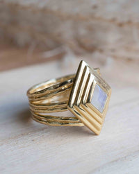 Moonstone Gold Plated Ring * Statement Ring * Gemstone Ring * Rainbow Moonstone * Gold Ring * BJR303