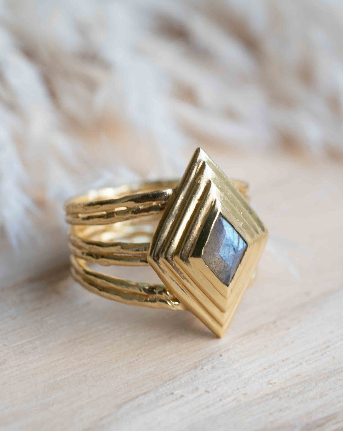 Rainbow Labradorite Ring * Gold Ring * Gemstone * Gold Plated * Statement *Bridal *Wedding * Natural * Thin *Handmade BJR301