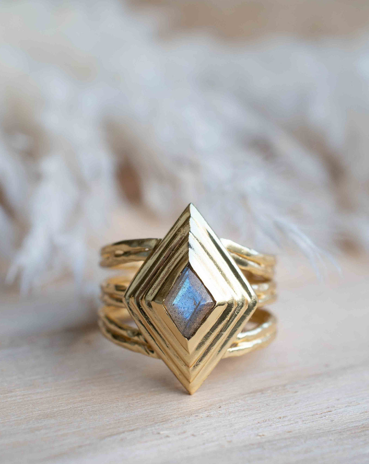 Rainbow Labradorite Ring * Gold Ring * Gemstone * Gold Plated * Statement *Bridal *Wedding * Natural * Thin *Handmade BJR301