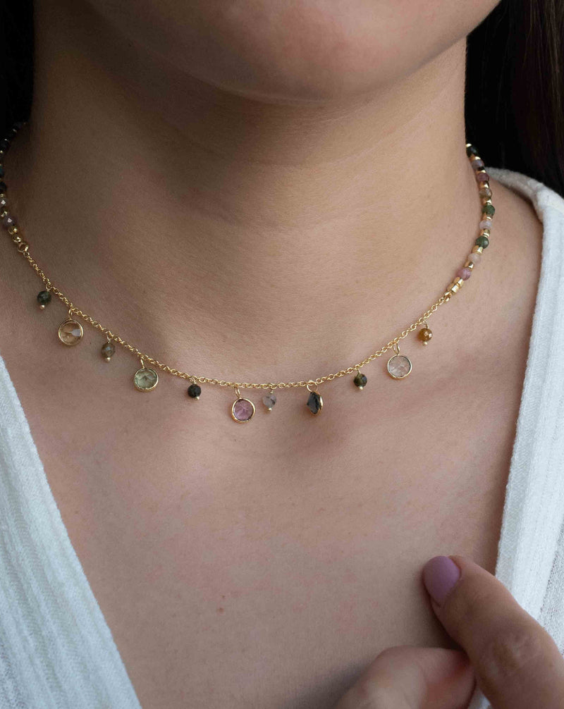 Tourmaline hydro Drop Necklace * Gold Plated * Handmade*BJN175