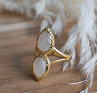 Moonstone Gold Plated Ring * Statement Ring * Gemstone Ring * Rainbow Moonstone * Gold Ring * BJR307