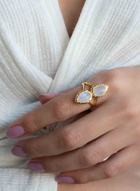Moonstone Gold Plated Ring * Statement Ring * Gemstone Ring * Rainbow Moonstone * Gold Ring * BJR307