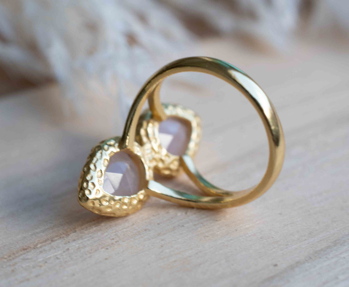 Rose Quartz Ring * 18k Gold Plated Ring * Statement Ring * Gemstone Ring * Pink * Bridal Ring * Wedding Ring *Organic Ring * Natural *BJR306