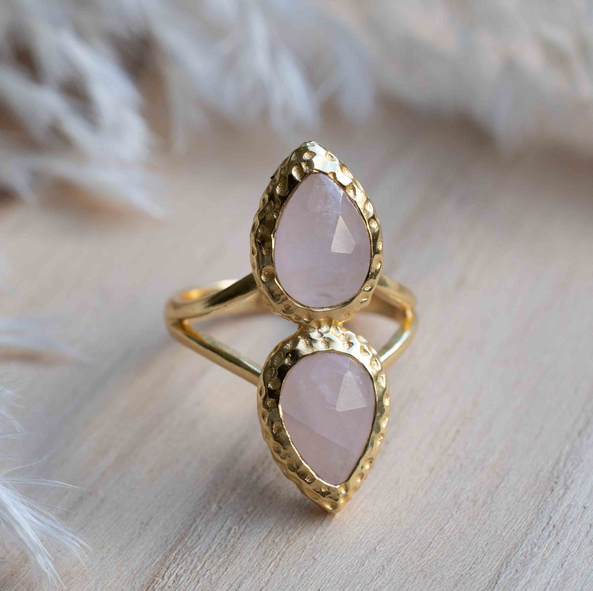 Rose Quartz Ring * 18k Gold Plated Ring * Statement Ring * Gemstone Ring * Pink * Bridal Ring * Wedding Ring *Organic Ring * Natural *BJR306