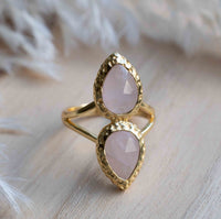 Rose Quartz Ring * 18k Gold Plated Ring * Statement Ring * Gemstone Ring * Pink * Bridal Ring * Wedding Ring *Organic Ring * Natural *BJR306