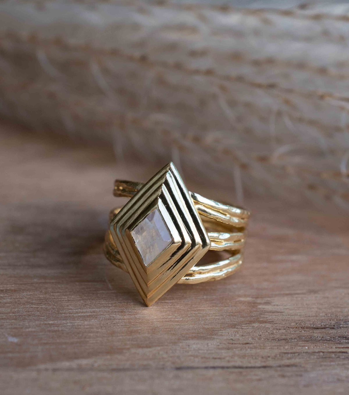 Moonstone Gold Plated Ring * Statement Ring * Gemstone Ring * Rainbow Moonstone * Gold Ring * BJR303
