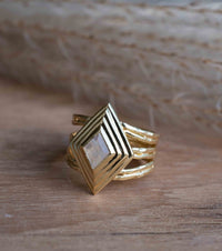 Moonstone Gold Plated Ring * Statement Ring * Gemstone Ring * Rainbow Moonstone * Gold Ring * BJR303