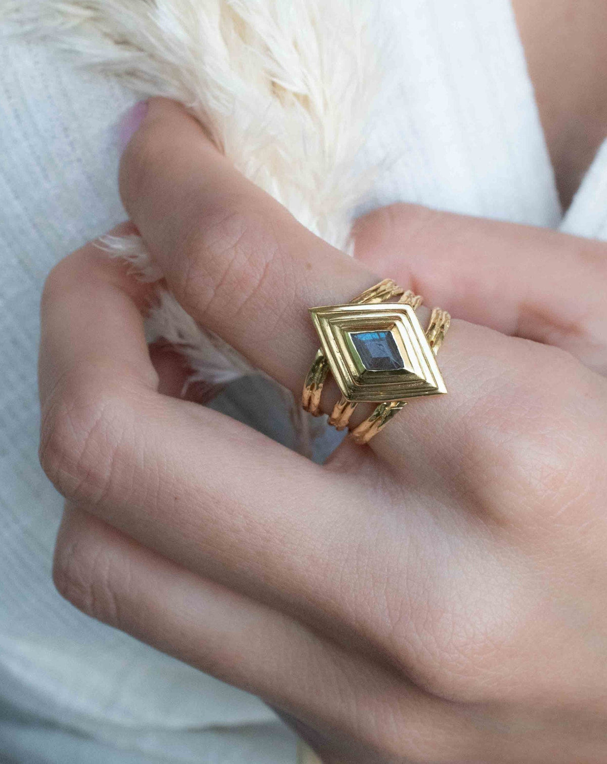 Rainbow Labradorite Ring * Gold Ring * Gemstone * Gold Plated * Statement *Bridal *Wedding * Natural * Thin *Handmade BJR301