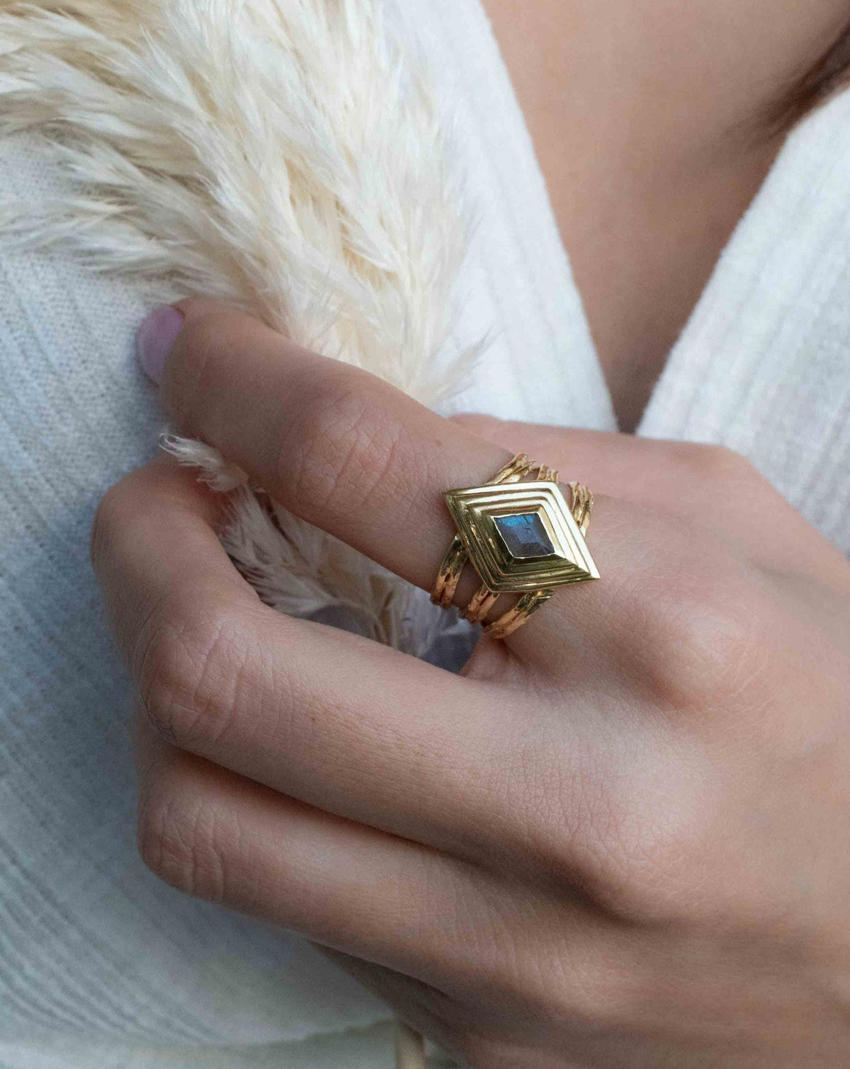 Rainbow Labradorite Ring * Gold Ring * Gemstone * Gold Plated * Statement *Bridal *Wedding * Natural * Thin *Handmade BJR301