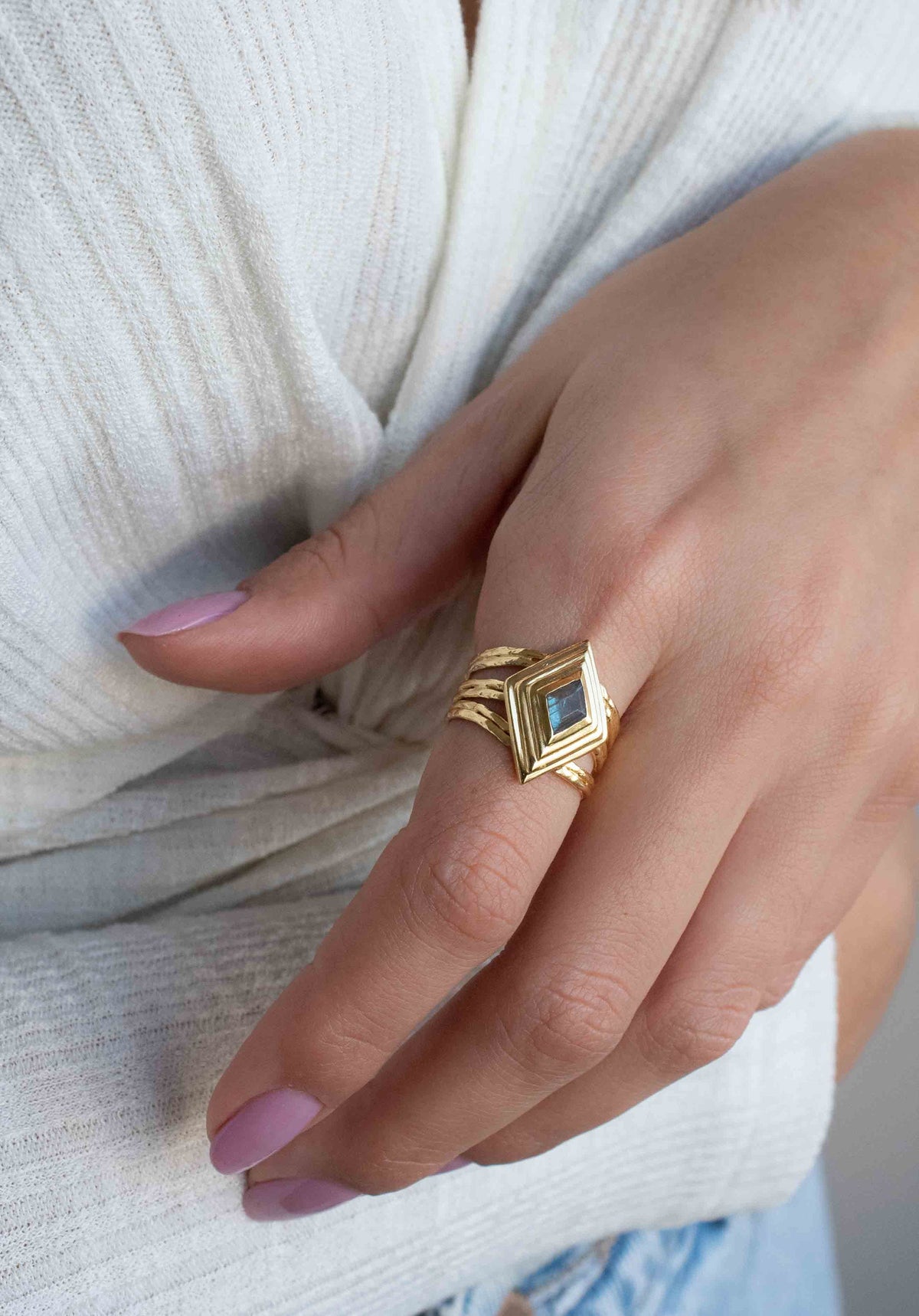 Rainbow Labradorite Ring * Gold Ring * Gemstone * Gold Plated * Statement *Bridal *Wedding * Natural * Thin *Handmade BJR301