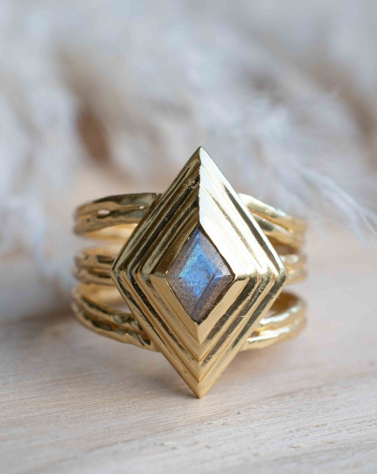 Rainbow Labradorite Ring * Gold Ring * Gemstone * Gold Plated * Statement *Bridal *Wedding * Natural * Thin *Handmade BJR301