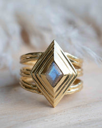 Rainbow Labradorite Ring * Gold Ring * Gemstone * Gold Plated * Statement *Bridal *Wedding * Natural * Thin *Handmade BJR301