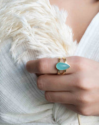 Lottie Ring * Aqua Chalcedony * Gold plated * BJR308
