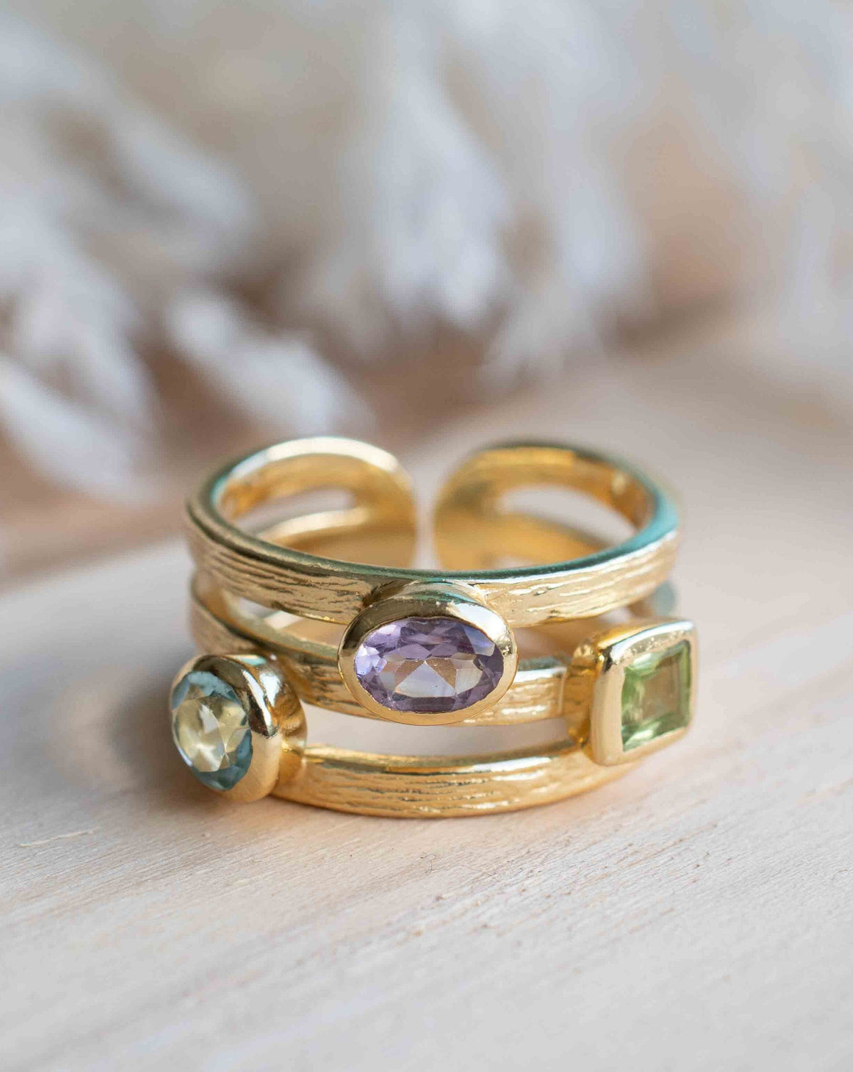 Amethyst hydro , Peridot hydro & Blue Topaz hydro Ring * 18k Gold Plated Ring * Statement Ring * handmade *Adjustable * Boho BJR312