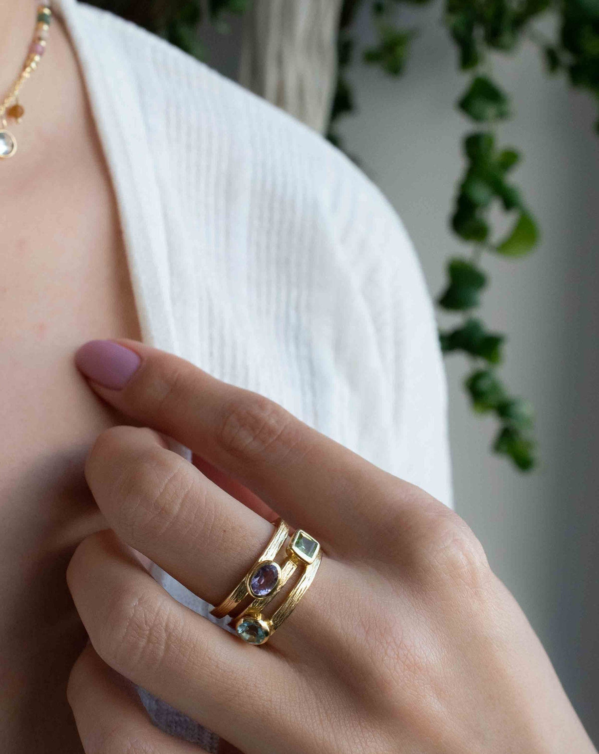 Amethyst hydro , Peridot hydro & Blue Topaz hydro Ring * 18k Gold Plated Ring * Statement Ring * handmade *Adjustable * Boho BJR312