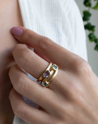 Joyne Ring * Amethyst hydro, Peridot hydro & Blue Topaz hydro * Gold Plated * BJR312 * Bycila