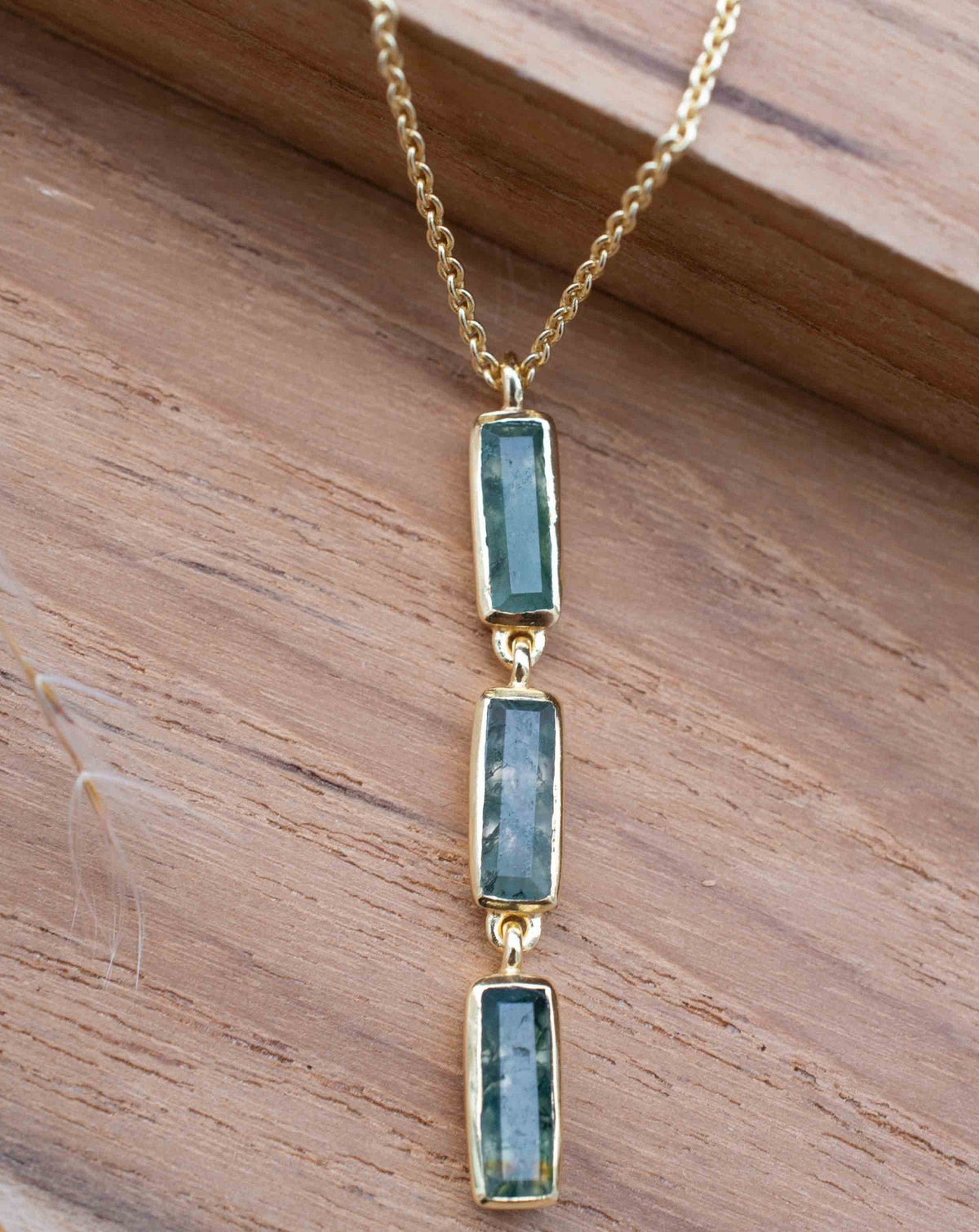 Labradorite, Green Onyx, Moss Agate or Aqua Chalcedony Necklace * Gold Plated 18k * Gemstone * Modern * Layered *BJN184