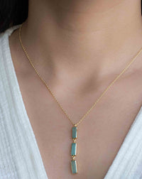 Labradorite, Green Onyx, Moss Agate or Aqua Chalcedony Necklace * Gold Plated 18k * Gemstone * Modern * Layered *BJN184