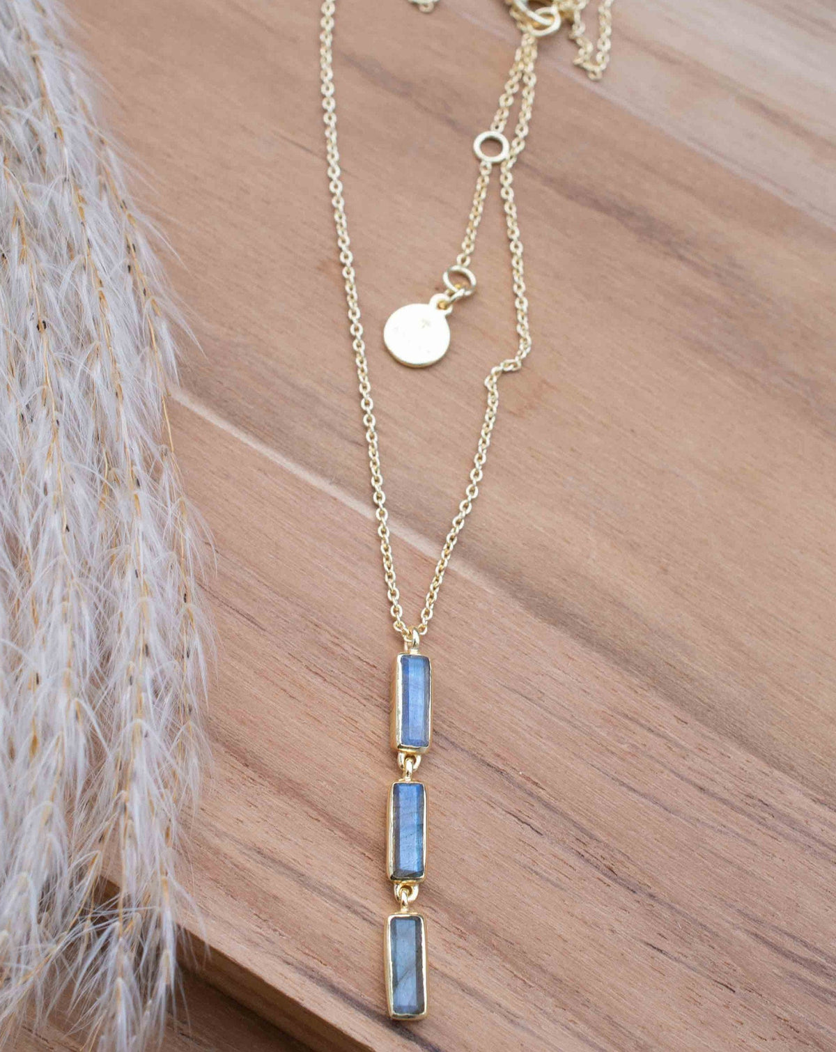 Labradorite, Green Onyx, Moss Agate or Aqua Chalcedony Necklace * Gold Plated 18k * Gemstone * Modern * Layered *BJN184