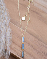 Labradorite, Green Onyx, Moss Agate or Aqua Chalcedony Necklace * Gold Plated 18k * Gemstone * Modern * Layered *BJN184