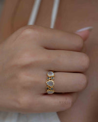 Labradorite & Moonstone Gold Plated Ring * Statement Ring * Gemstone Ring * Pink * Bridal Ring * Wedding Ring * Organic Ring * BJR320