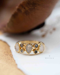 Labradorite & Moonstone Gold Plated Ring * Statement Ring * Gemstone Ring * Pink * Bridal Ring * Wedding Ring * Organic Ring * BJR320