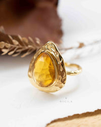 Citrine hydro Gold Plated Ring * Statement Ring * Yellow Stone * Gold Ring * Large Ring Statement * BJR294