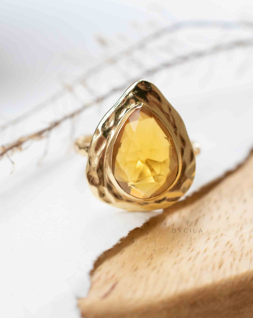 Citrine hydro Gold Plated Ring * Statement Ring * Yellow Stone * Gold Ring * Large Ring Statement * BJR294