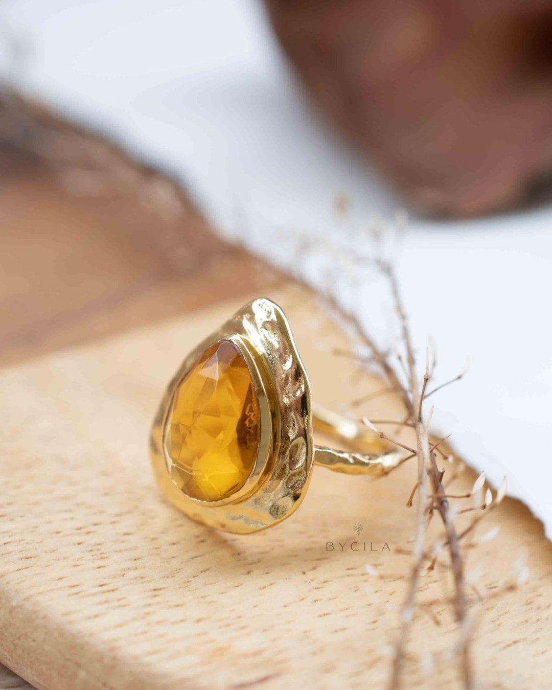 Citrine hydro Gold Plated Ring * Statement Ring * Yellow Stone * Gold Ring * Large Ring Statement * BJR294