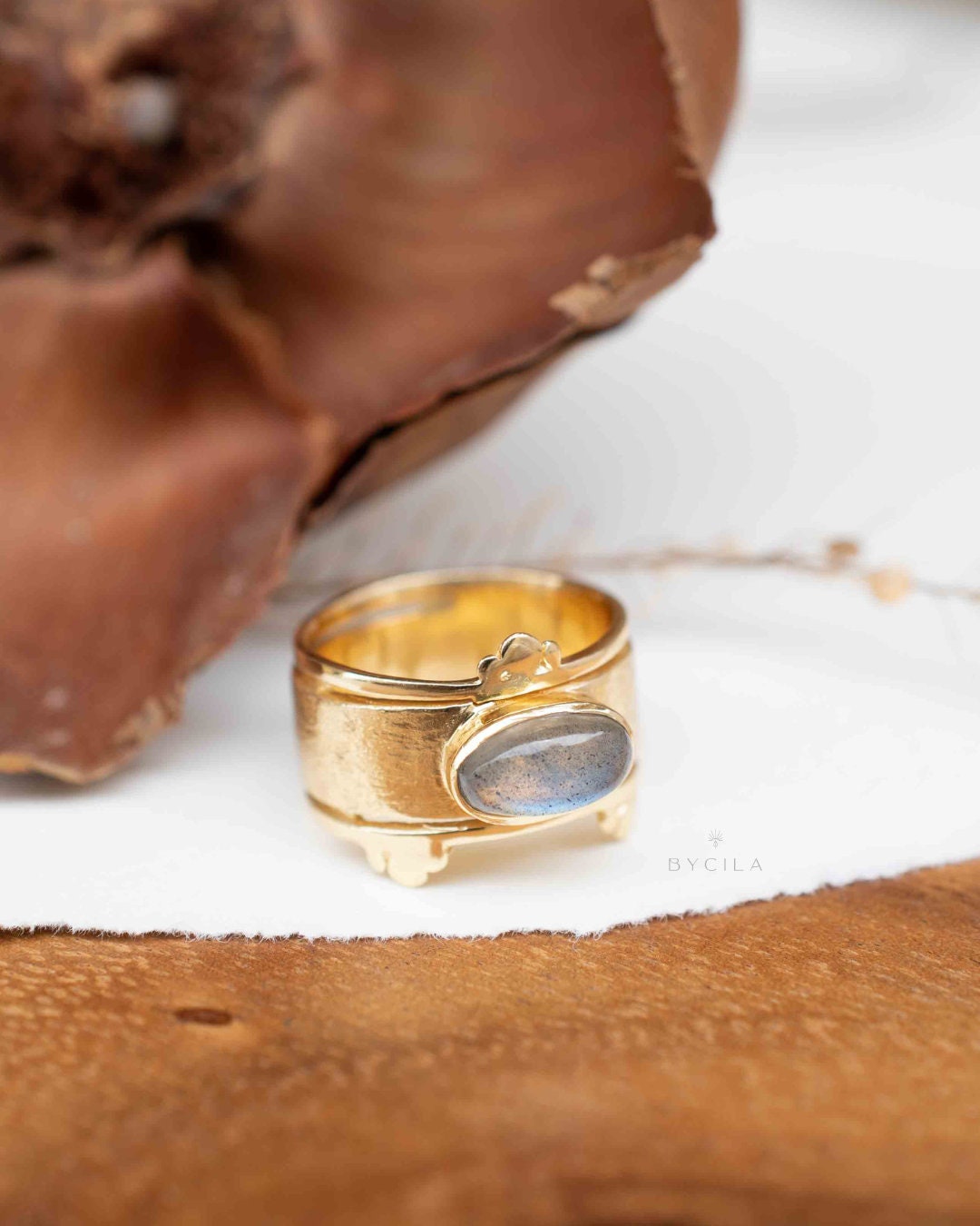 Rainbow Labradorite Ring * Gold Ring * Gemstone * Gold Plated * Statement *Bridal *Wedding * Natural * Thin *Handmade BJR313