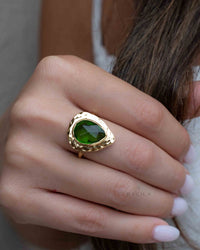 Peridot hydro Gold Plated Ring * Statement Ring * Green Stone * Gold Ring * Large Ring Statement * August Birthstone BJR296