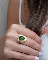 Peridot hydro Gold Plated Ring * Statement Ring * Green Stone * Gold Ring * Large Ring Statement * August Birthstone BJR296