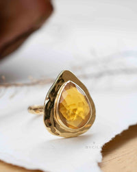 Citrine hydro Gold Plated Ring * Statement Ring * Yellow Stone * Gold Ring * Large Ring Statement * BJR294