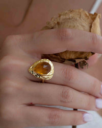 Citrine hydro Gold Plated Ring * Statement Ring * Yellow Stone * Gold Ring * Large Ring Statement * BJR294