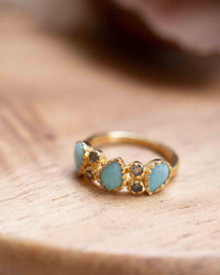 Amazonite & Labradorite Gold Plated Ring * Statement Ring * Gemstone Ring * Green * Bridal Ring * Wedding Ring * Organic Ring * BJR321