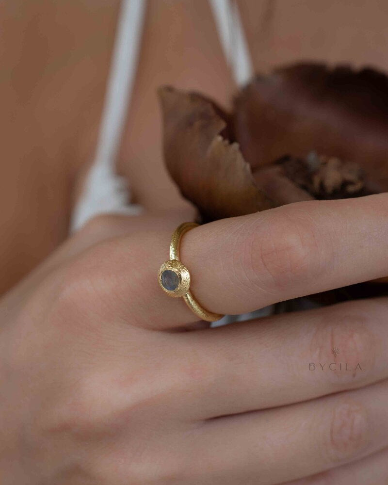Rainbow Labradorite Ring * Gold Ring * Gemstone * Gold Plated * Statement *Bridal *Wedding * Natural * Thin *Handmade BJR322