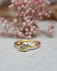 Moonstone Gold Plated Ring * Stackable * Statement Ring * Gemstone Ring * Rainbow Moonstone * Gold Ring * Modern Ring Statement * BJR323