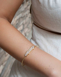 Rose Quartz Bangle Bracelet * Gold Plated 18k * Gemstone * Adjustable * Statement * Stacking * BJB045