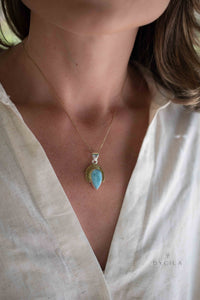 Larimar Mix Metals Necklace * Gold Vermeil and Sterling Silver 925 * Handmade * Layered * Gemstone * Gift for Her * BJN188