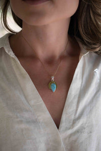 Larimar Mix Metals Necklace * Gold Vermeil and Sterling Silver 925 * Handmade * Layered * Gemstone * Gift for Her * BJN188
