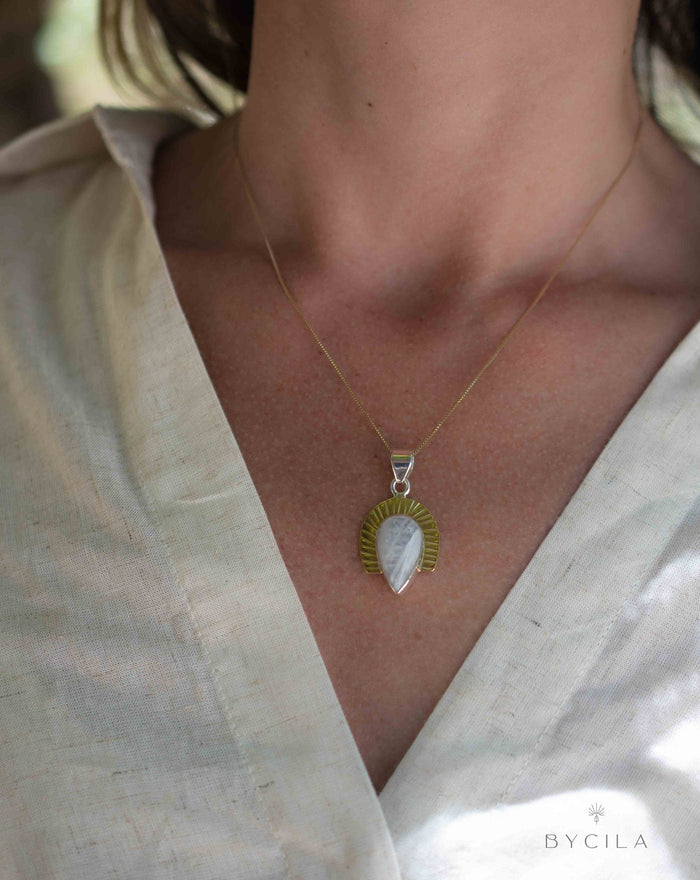 Moonstone Mix Metals Necklace * Gold Vermeil and Sterling Silver 925 * Handmade * Layered * Gemstone * Gift for Her * BJN190