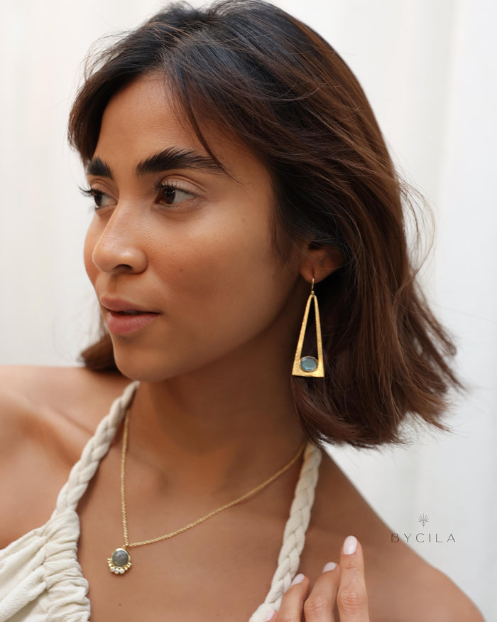 Lucia Earrings * Labradorite * Gold Plated * BJE278