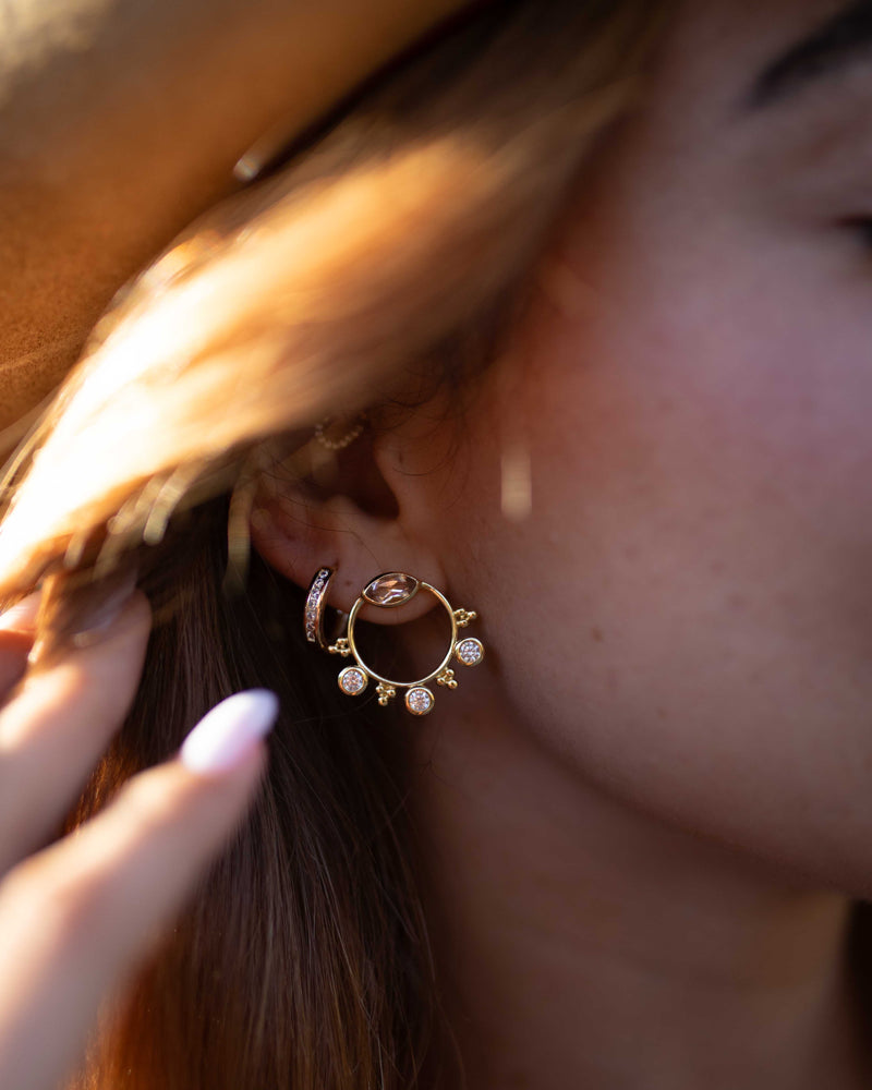 Agate Earrings * Morganite & CZ * Gold Plated 18k * BJE162