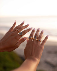 Nady Ring * Druzy, Moonstone & Black Onyx * Gold Plated 18k * BJR099