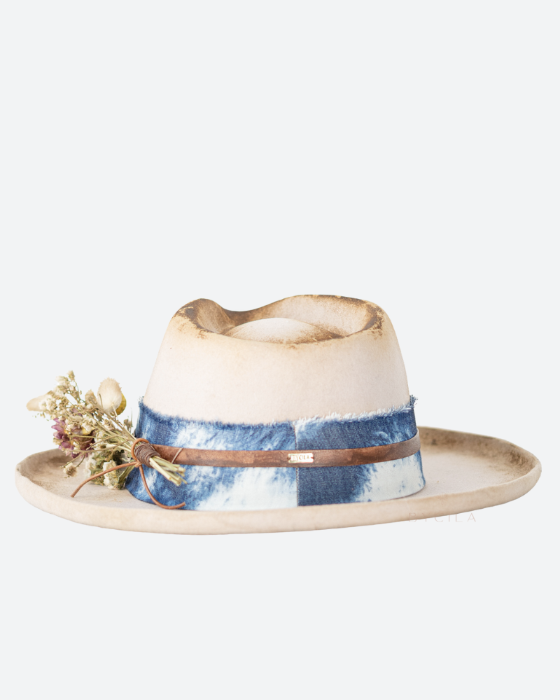 Blue band Flowers Hat * Australian Wool * BJH028